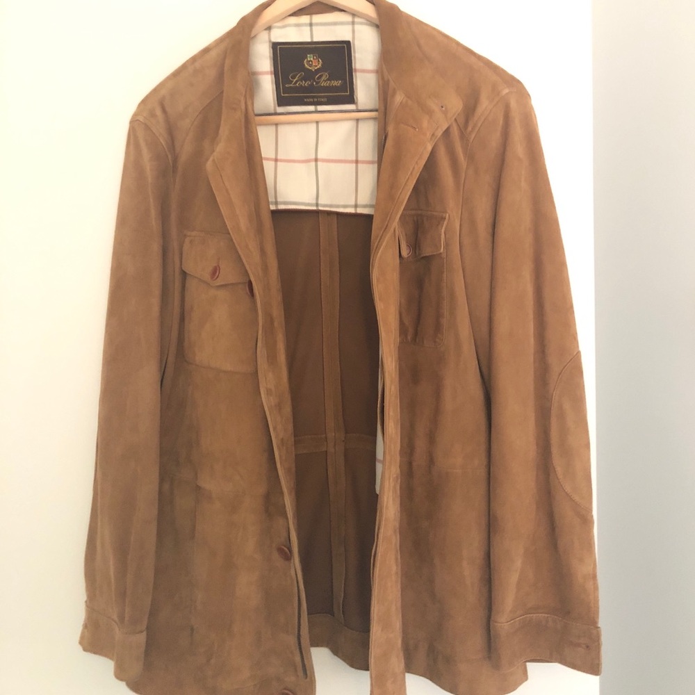 Never sold - Suede Loro Piana full zip bomber-- brest pockets- in NYC -
